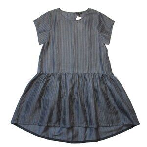 NWT Ruti Siona in Grey Metallic Pinstripe Stripe Linen Blend Short Dress L/XL